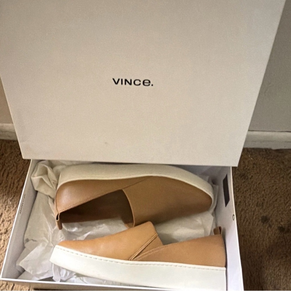 Vince Light Brown Slip-On Shoes